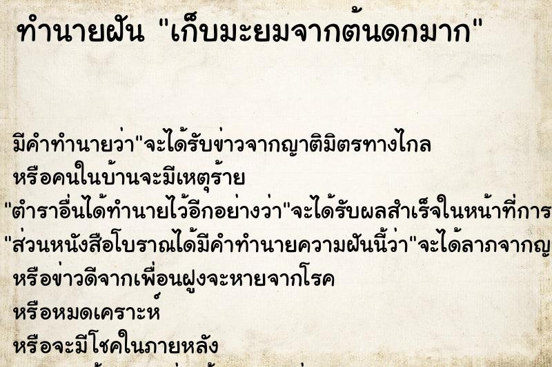 ทำนายฝัน เก็บมะยมจากต้นดกมาก  เลขนำโชค 