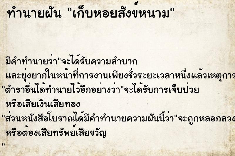 ทำนายฝัน เก็บหอยสังข์หนาม