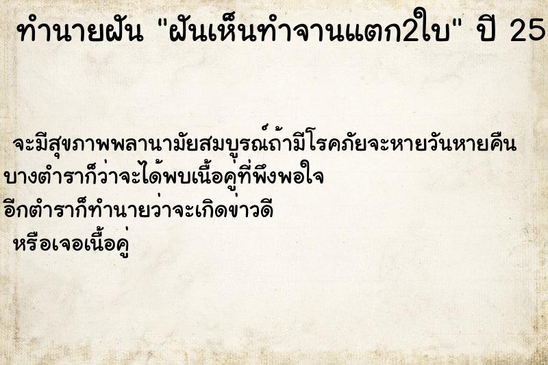 ทำนายฝัน ฝันเห็นทำจานแตก2ใบ