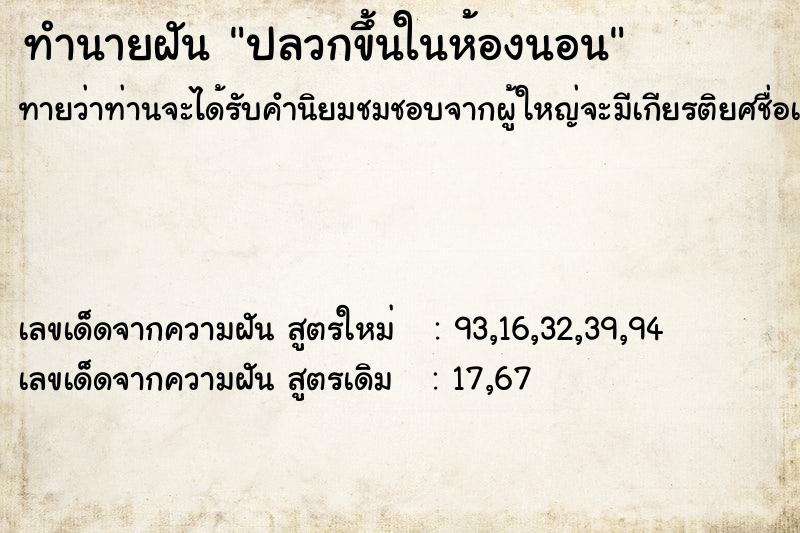 ทำนายฝัน ปลวกขึ้นในห้องนอน