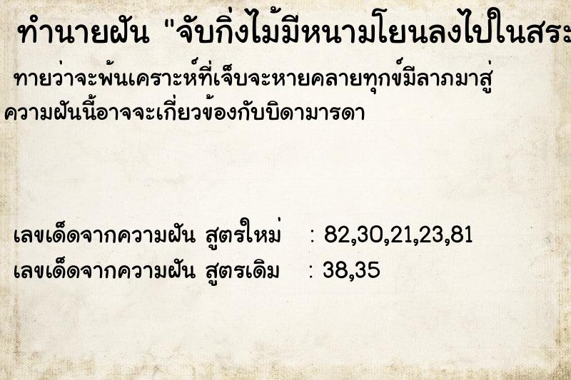 ทำนายฝัน จับกิ่งไม้มีหนามโยนลงไปในสระมีโคลน