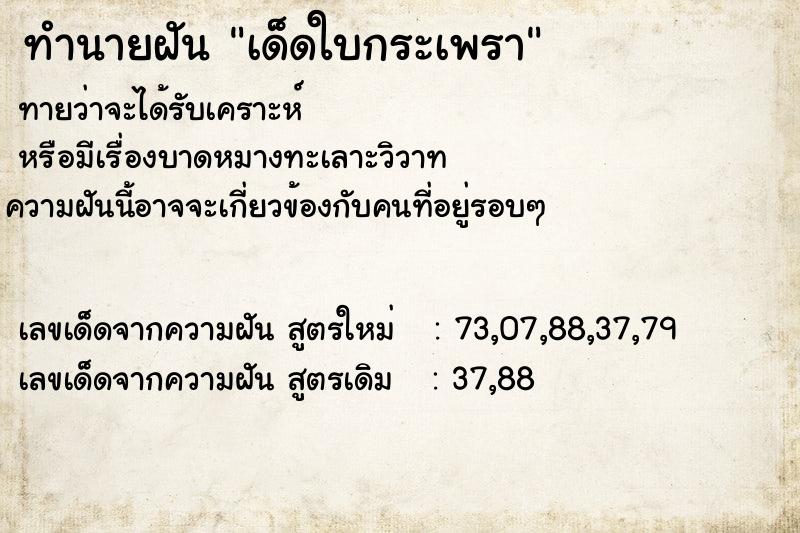 ทำนายฝัน เด็ดใบกระเพรา