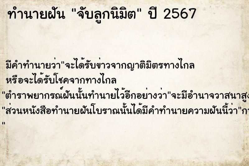 ทำนายฝัน จับลูกนิมิต  เลขนำโชค 