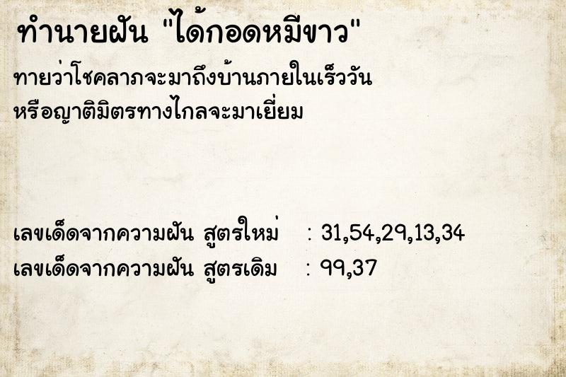 ทำนายฝัน ได้กอดหมีขาว