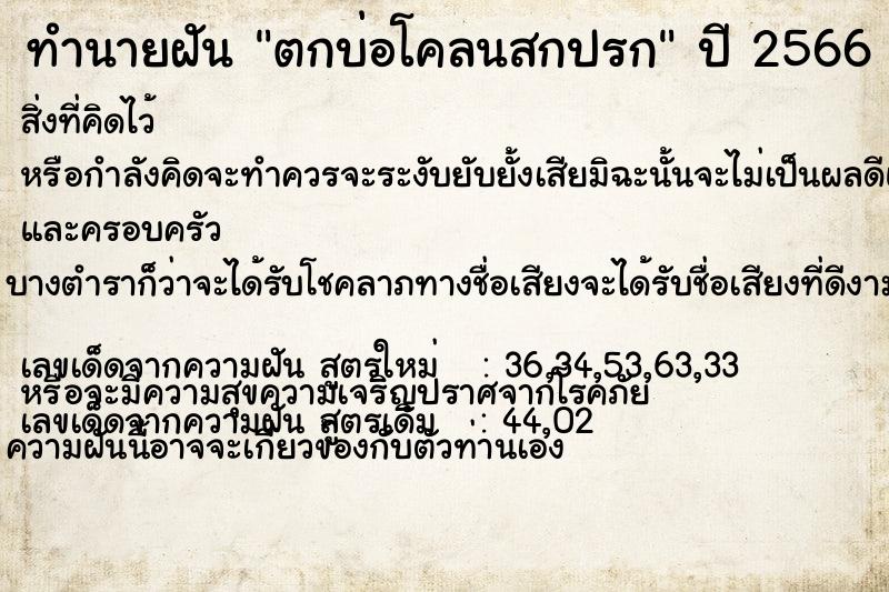 ทำนายฝัน ตกบ่อโคลนสกปรก  เลขนำโชค 