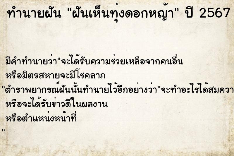 ทำนายฝัน ฝันเห็นทุ่งดอกหญ้า