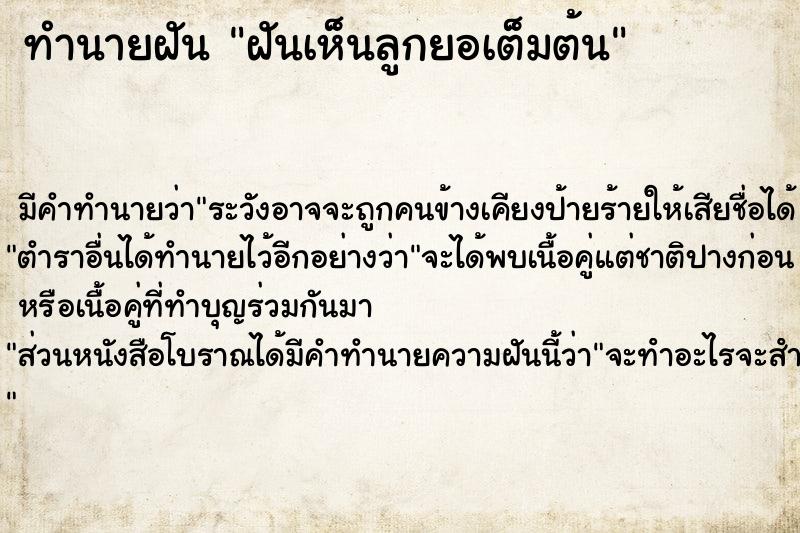 ทำนายฝัน ฝันเห็นลูกยอเต็มต้น