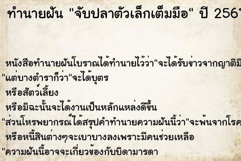 ทำนายฝัน จับปลาตัวเล็กเต็มมือ