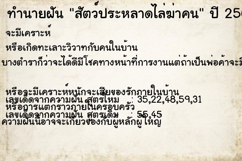 ทำนายฝัน สัตว์ประหลาดไล่ฆ่าคน