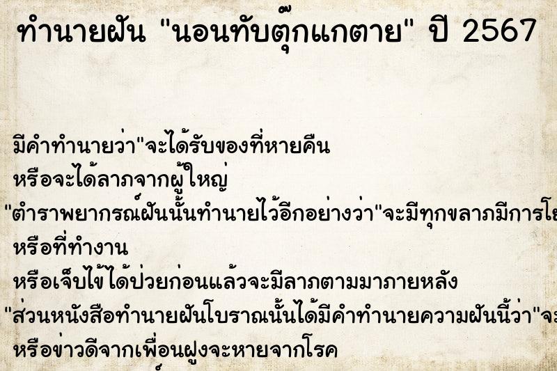 ทำนายฝัน นอนทับตุ๊กแกตาย  เลขนำโชค 