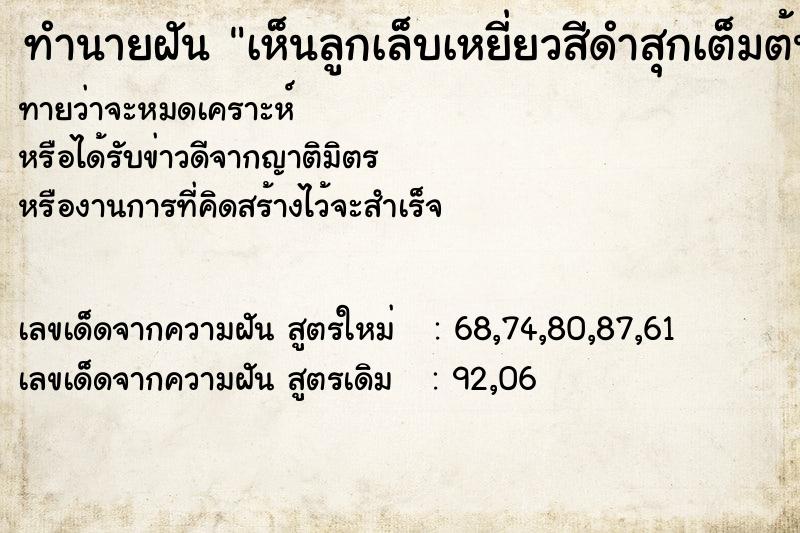 ทำนายฝัน เห็นลูกเล็บเหยี่ยวสีดำสุกเต็มต้นแล้วเก็บกินวัน