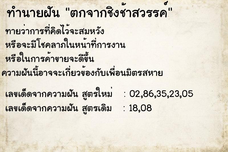 ทำนายฝัน #ทำนายฝัน #ตกจากชิงช้าสวรรค์  เลขนำโชค 