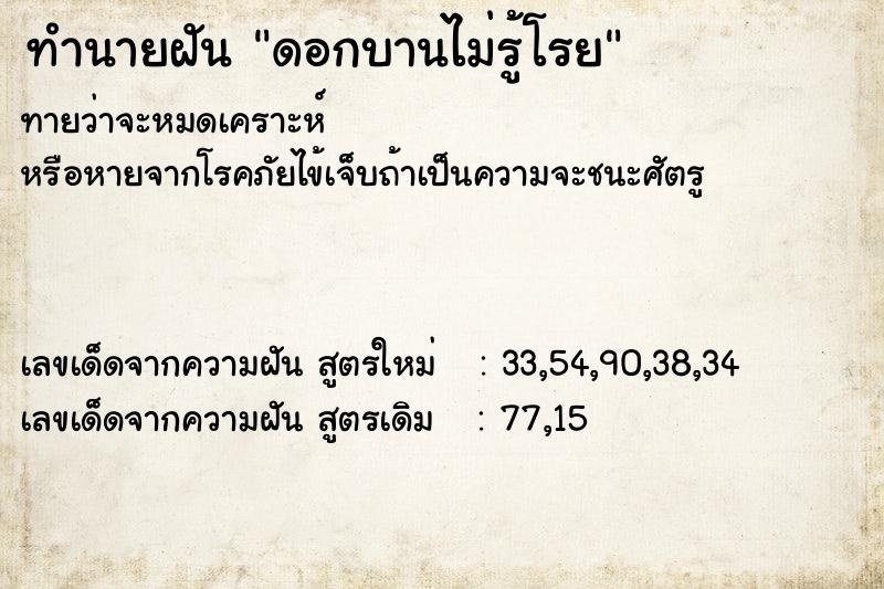 ทำนายฝัน ดอกบานไม่รู้โรย