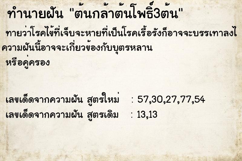 ทำนายฝัน ต้นกล้าต้นโพธิ์3ต้น