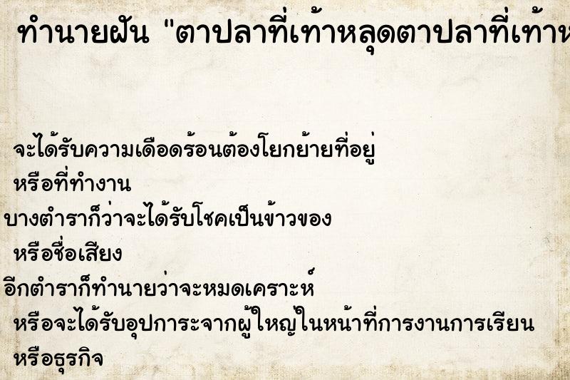 ทำนายฝัน ตาปลาที่เท้าหลุดตาปลาที่เท้าหลุด