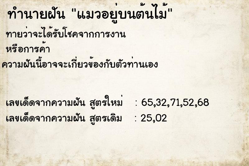 ทำนายฝัน แมวอยู่บนต้นไม้