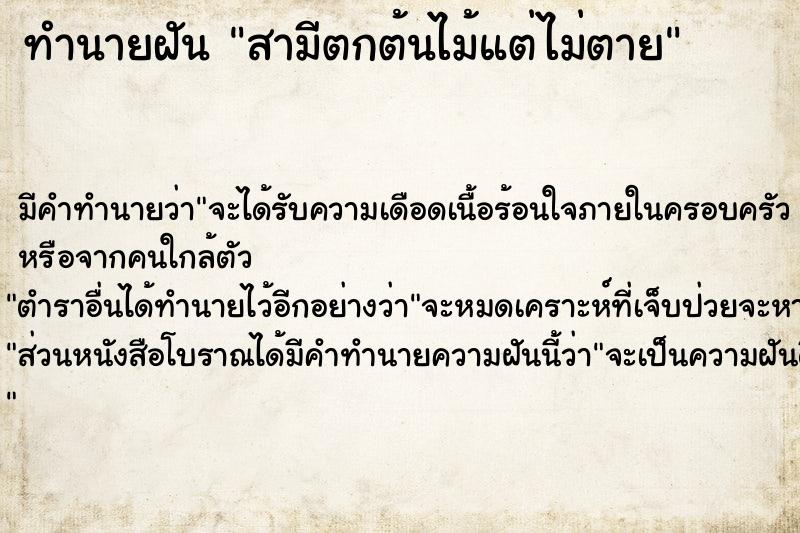 ทำนายฝัน สามีตกต้นไม้แต่ไม่ตาย