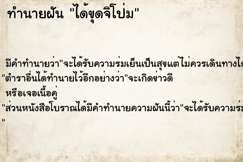 ทำนายฝัน ได้ขุดจิโป่ม