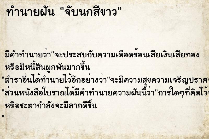 ทำนายฝัน จับนกสีขาว