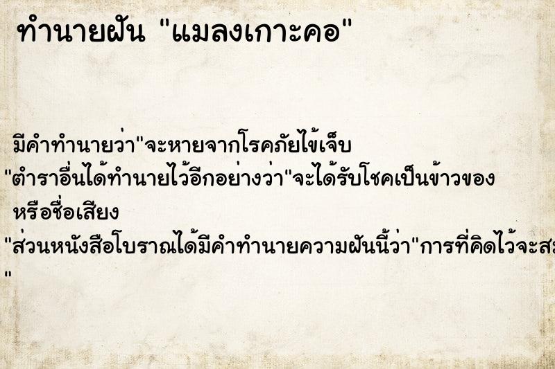 ทำนายฝัน แมลงเกาะคอ