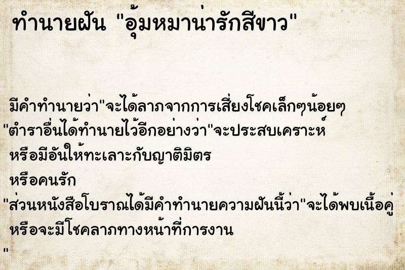 ทำนายฝัน อุ้มหมาน่ารักสีขาว