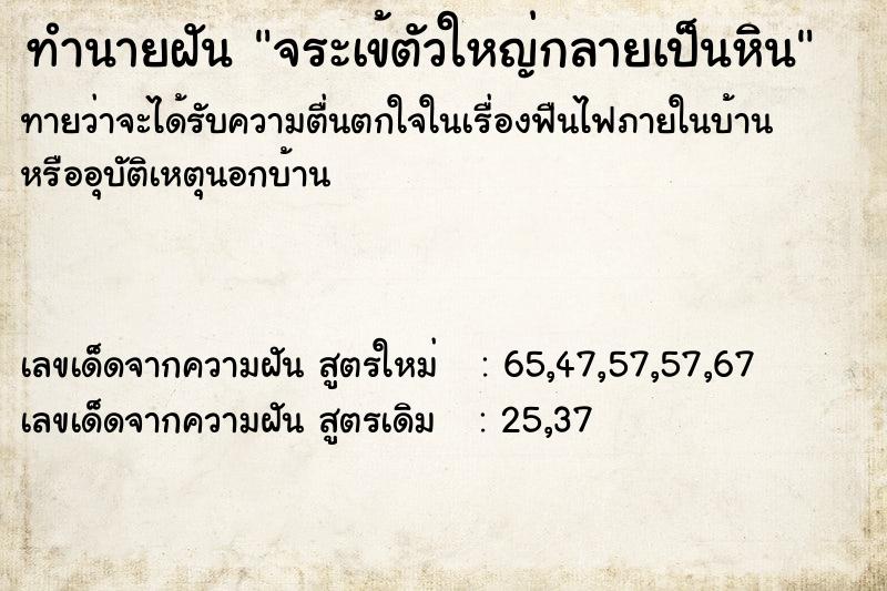 ทำนายฝัน จระเข้ตัวใหญ่กลายเป็นหิน