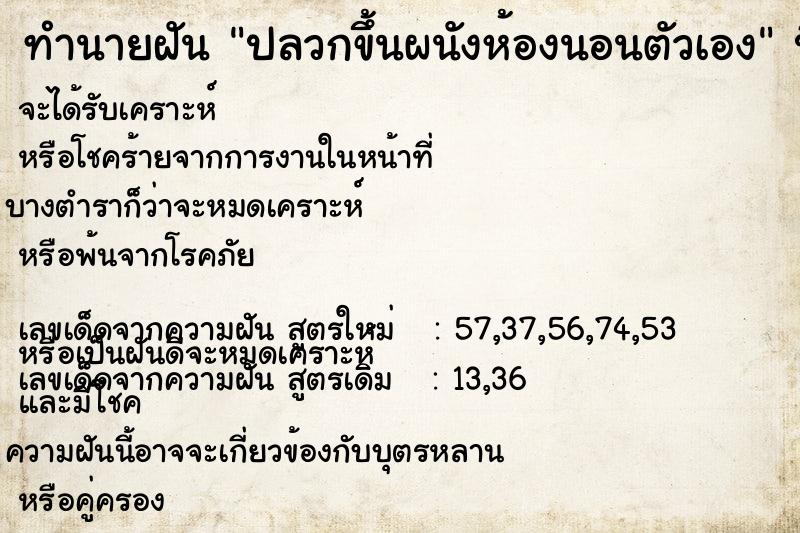 ทำนายฝัน ปลวกขึ้นผนังห้องนอนตัวเอง