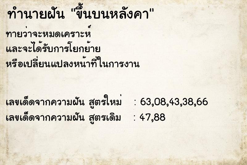 ทำนายฝัน ขึ้นบนหลังคา