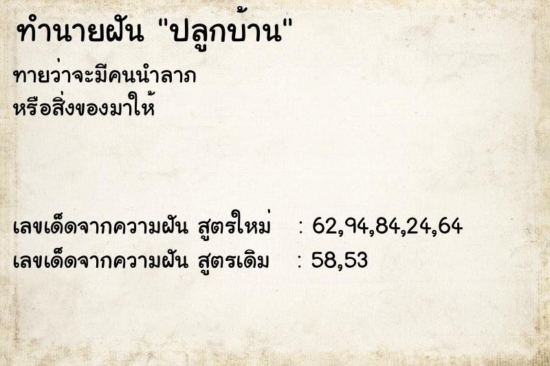 ทำนายฝัน ปลูกบ้าน