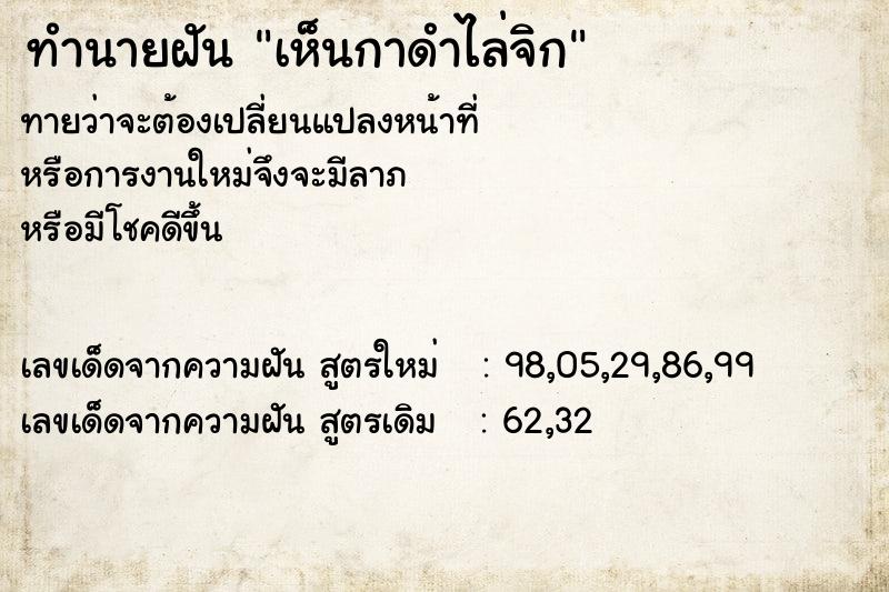 ทำนายฝัน เห็นกาดำไล่จิก  เลขนำโชค 