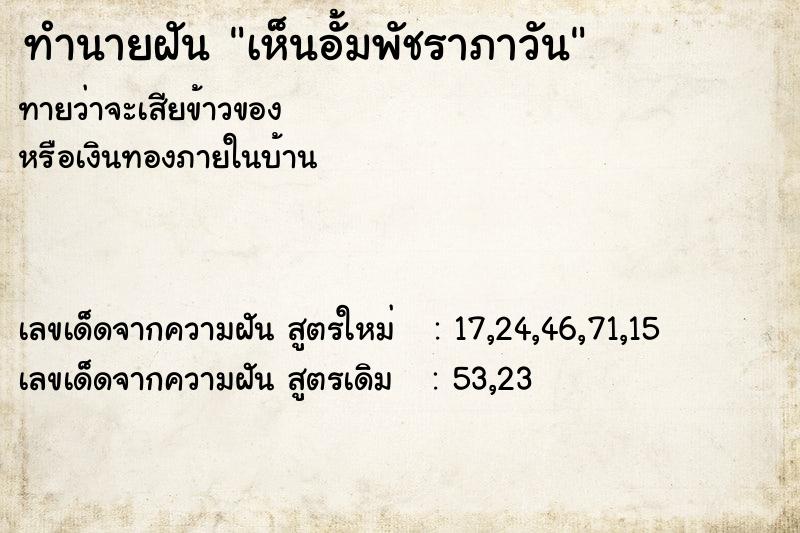 ทำนายฝัน เห็นอั้มพัชราภาวัน