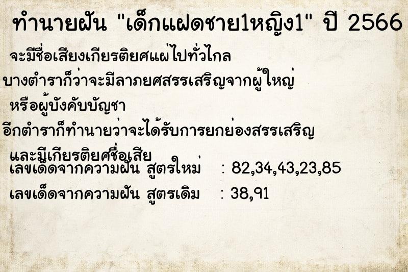 ทำนายฝัน เด็กแฝดชาย1หญิง1