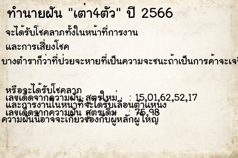 ทำนายฝัน เต่า4ตัว  เลขนำโชค 