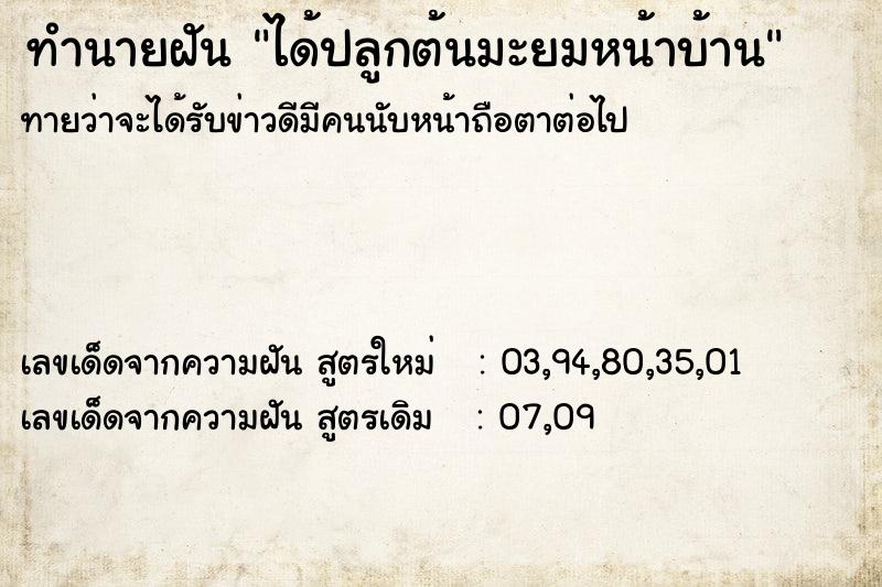 ทำนายฝัน ได้ปลูกต้นมะยมหน้าบ้าน