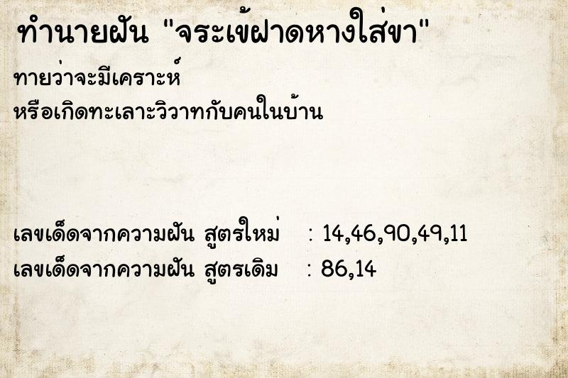 ทำนายฝัน จระเข้ฝาดหางใส่ขา