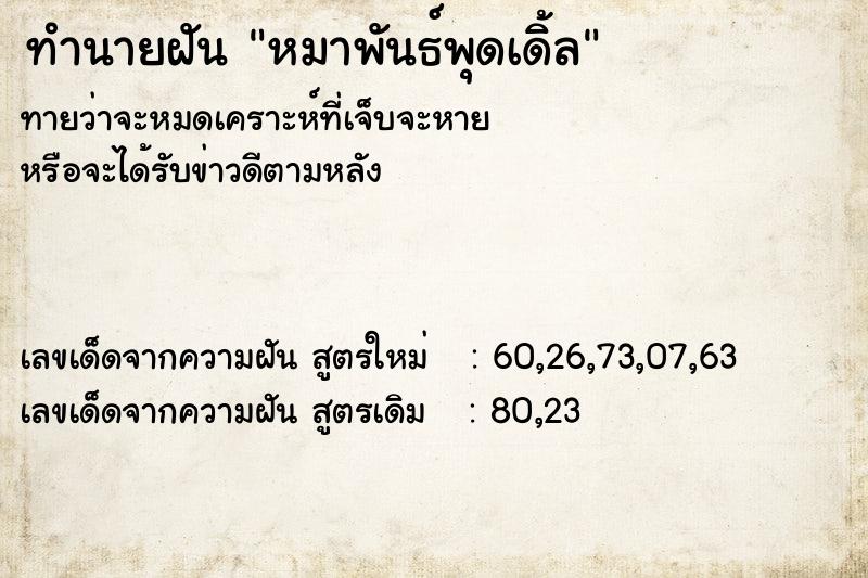 ทำนายฝัน หมาพันธ์พุดเดิ้ล