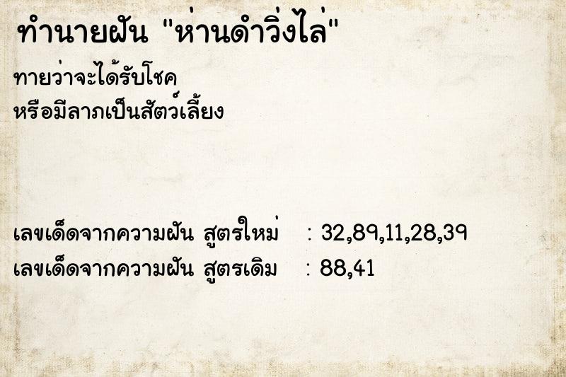 ทำนายฝัน ห่านดำวิ่งไล่