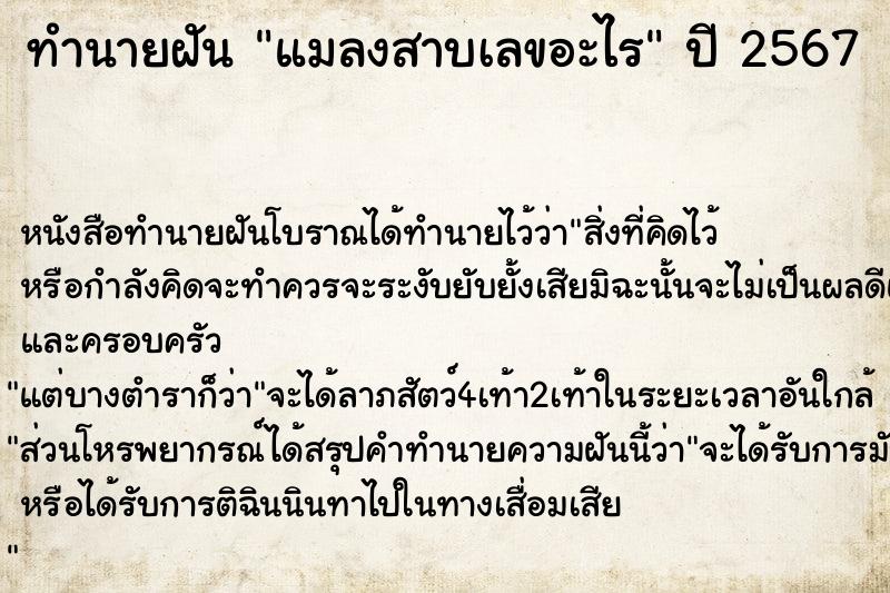 ทำนายฝัน แมลงสาบเลขอะไร  เลขนำโชค 