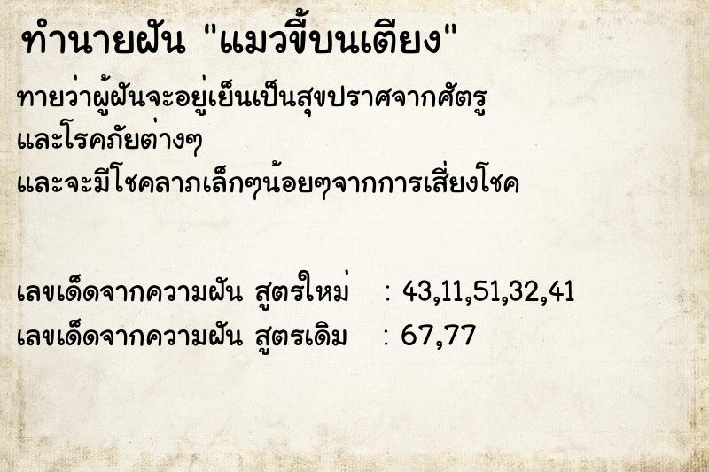 ทำนายฝัน แมวขี้บนเตียง