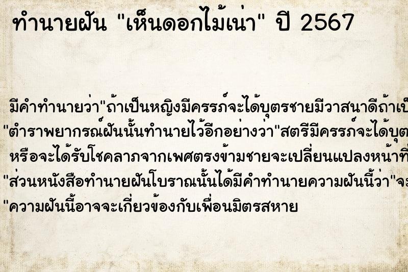 ทำนายฝัน เห็นดอกไม้เน่า