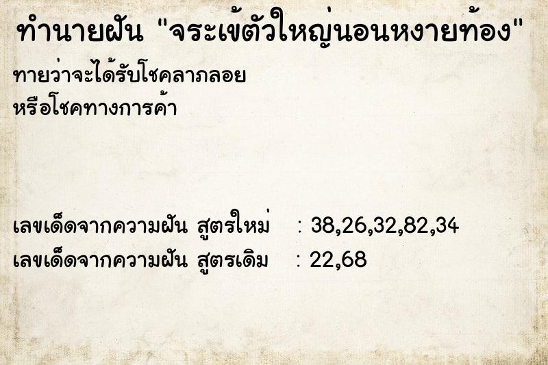 ทำนายฝัน จระเข้ตัวใหญ่นอนหงายท้อง