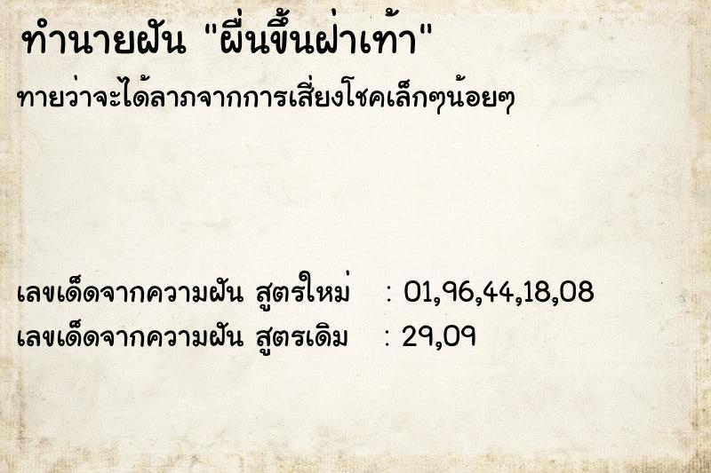 ทำนายฝัน ผื่นขึ้นฝ่าเท้า