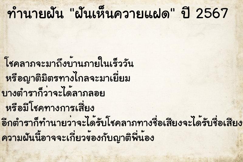 ทำนายฝัน ฝันเห็นควายแฝดคืนวันจันทร์  เลขนำโชค 