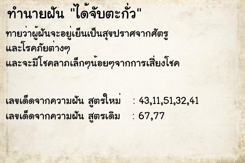 ทำนายฝัน ได้จับตะกั่ว