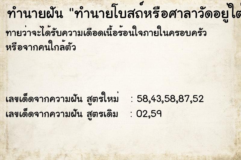 ทำนายฝัน ทำนายโบสถ์หรือศาลาวัดอยู่ใต้น้ำ