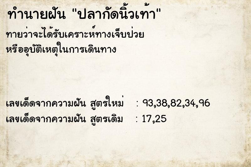 ทำนายฝัน ปลากัดนิ้วเท้า