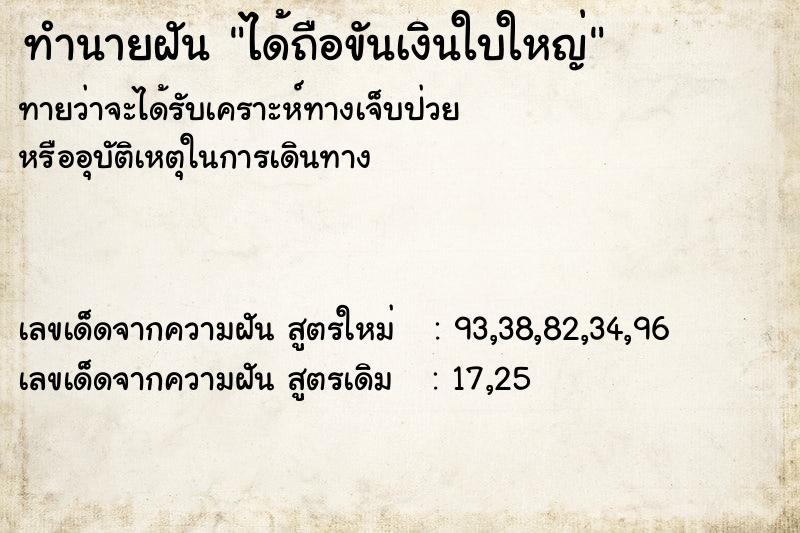 ทำนายฝัน ได้ถือขันเงินใบใหญ่