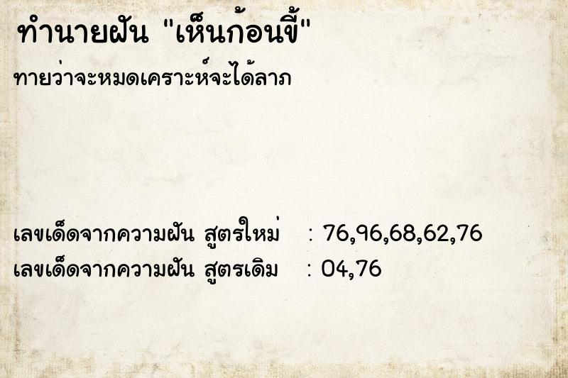 ทำนายฝัน เห็นก้อนขี้