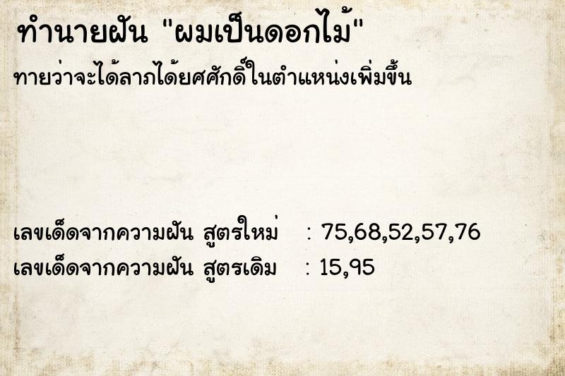 ทำนายฝัน ผมเป็นดอกไม้