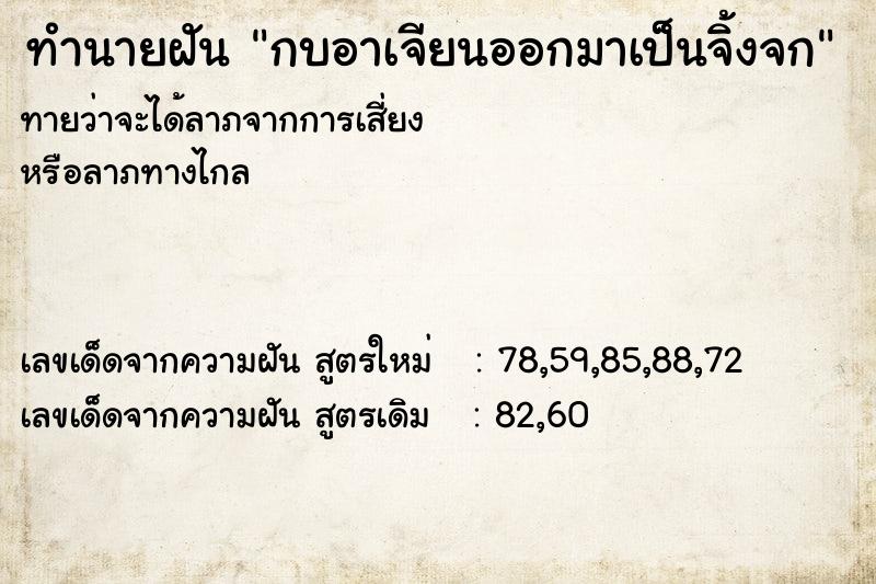 ทำนายฝัน กบอาเจียนออกมาเป็นจิ้งจก